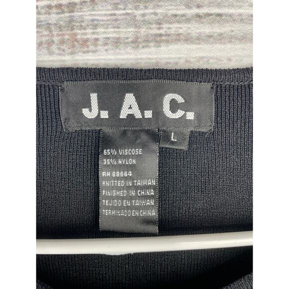 Vintage JAC Black Cardigan Sweater Large Floral Beading Stretch Boho Y2K Granny - Picture 2 of 7